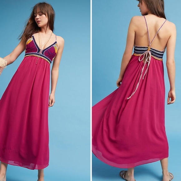 Anthropologie Dresses & Skirts - MAEVE violet sunset crochet boho maxi dress XL